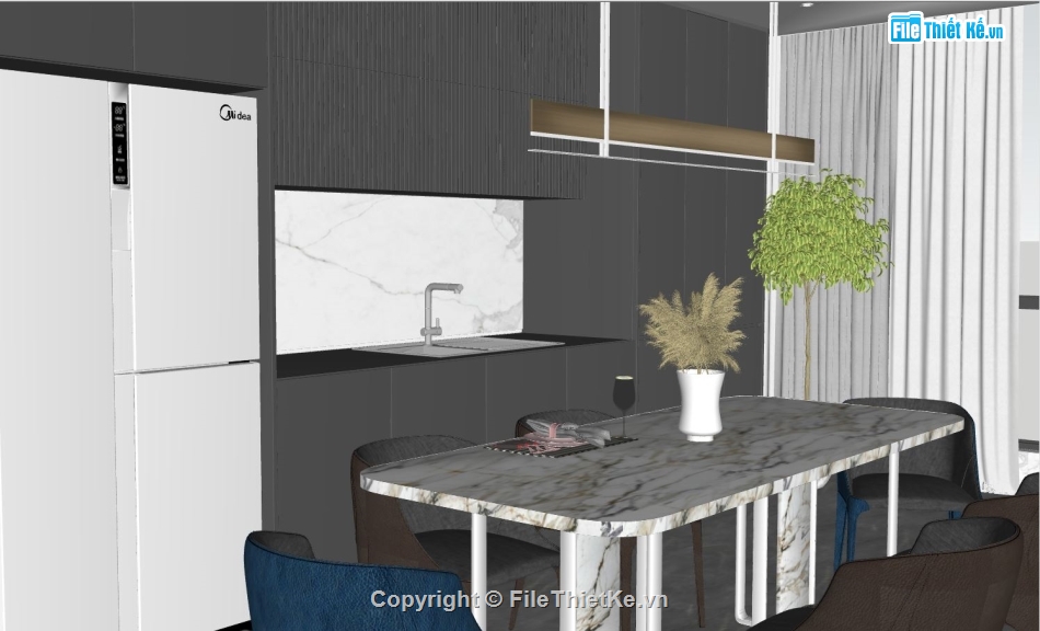 phòng bếp sketchup,Nội thất phòng khách bếp sketchup,Nội thất phòng khách bếp,sketchup nội thất phòng bếp,phòng bếp