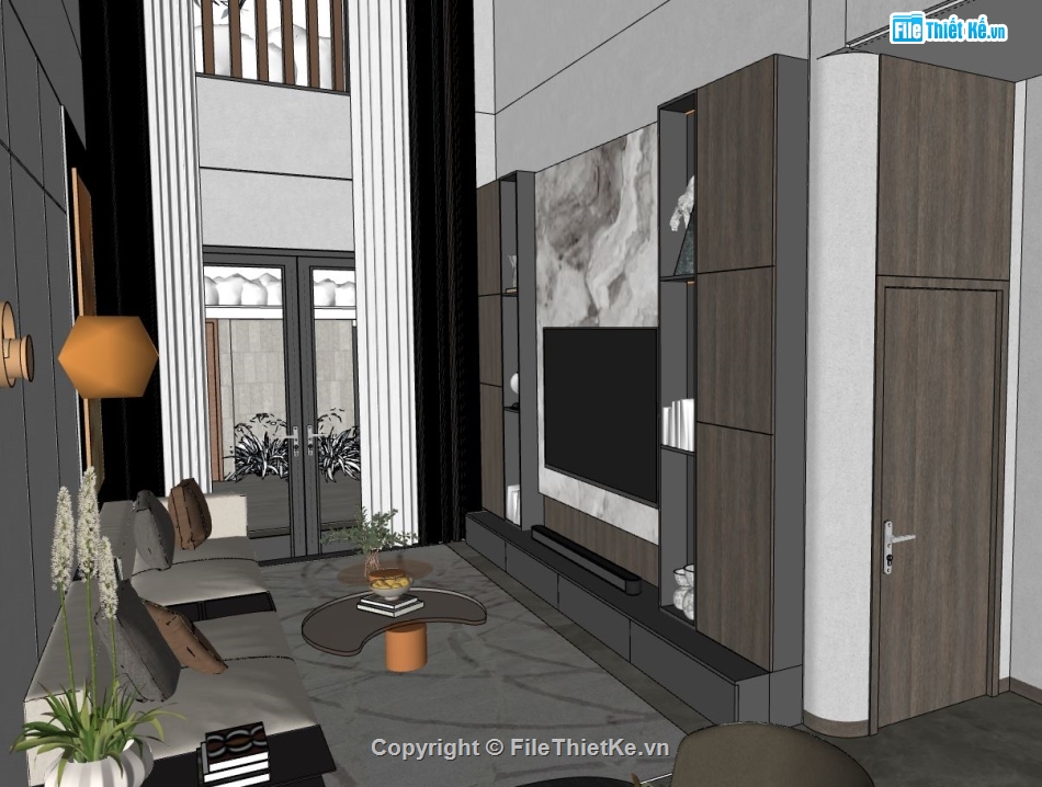 Phòng khách bếp file sketchup,file sketchup phòng khách bếp,phòng khách bếp model su,model su phòng khách bếp