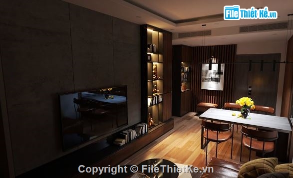 sketchup phòng khách,Nội thất phòng khách bếp,phòng bếp sketchup,Model su phòng khách bếp,phòng khách bếp model su