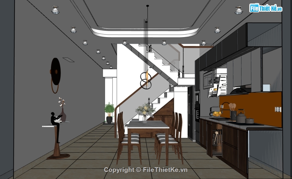 model sketchup nội thất khách bếp,mẫu thiết kế nội thất khách bếp,nội thất khách bếp sketchup,nội thất khách bếp hiện đại