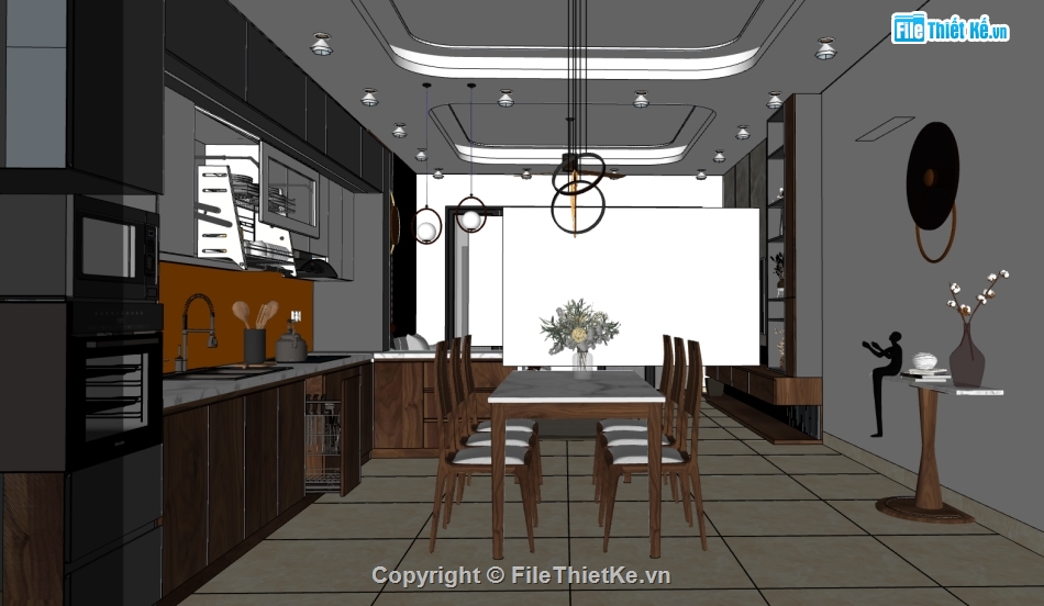 model sketchup nội thất khách bếp,mẫu thiết kế nội thất khách bếp,nội thất khách bếp sketchup,nội thất khách bếp hiện đại