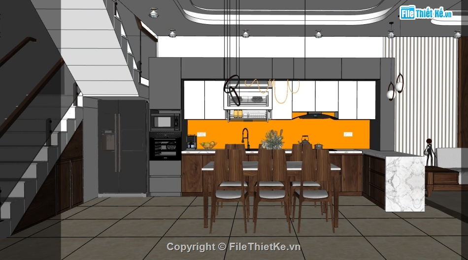 model sketchup nội thất khách bếp,mẫu thiết kế nội thất khách bếp,nội thất khách bếp sketchup,nội thất khách bếp hiện đại
