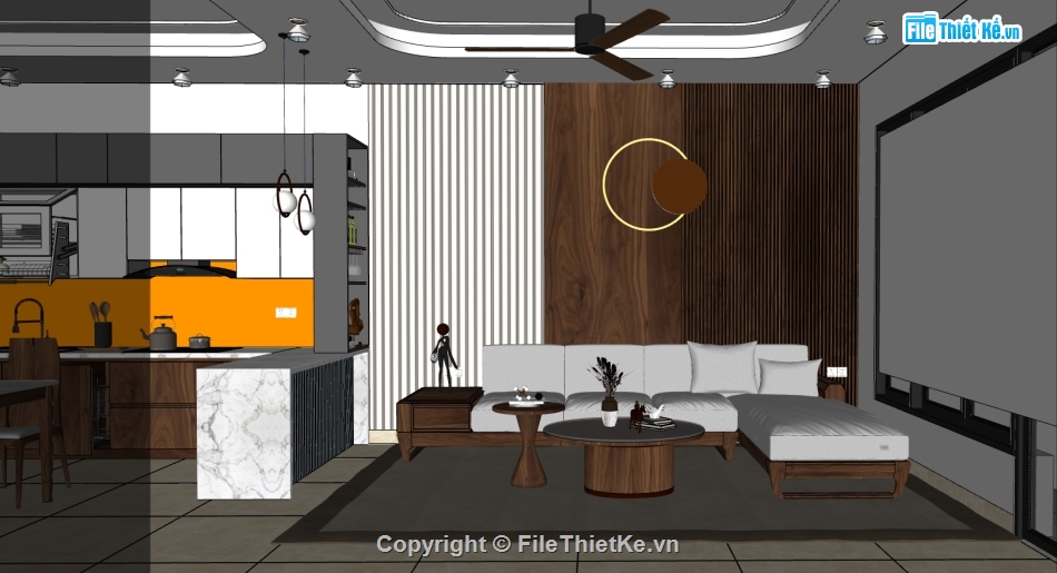 model sketchup nội thất khách bếp,mẫu thiết kế nội thất khách bếp,nội thất khách bếp sketchup,nội thất khách bếp hiện đại