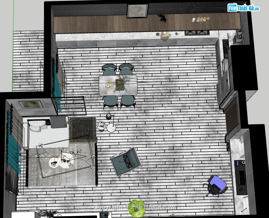 file sketchup phòng khách,sketchup phòng khách,Nội thất phòng khách bếp,phòng bếp sketchup,sketchup nội thất phòng bếp