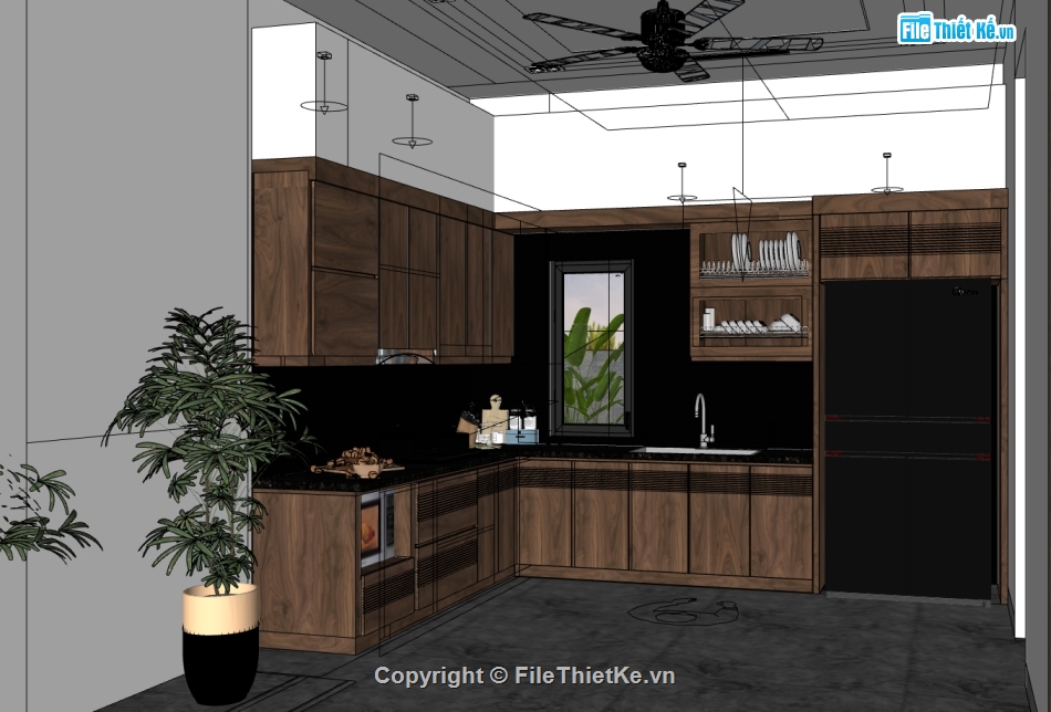 Nội thất phòng khách bếp,sketchup phòng khách hiện đại,phòng bếp dựng trên sketchup,file su dựng nội thất phòng khách bếp