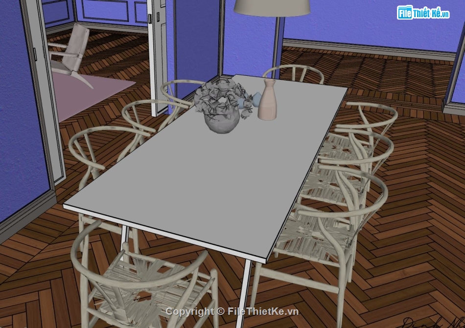 model su nội thất phòng khách bếp,nội thất khách bếp,file sketchup nội thất khách bếp