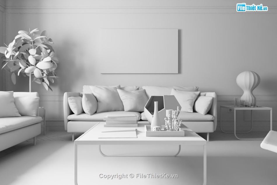 model su nội thất phòng khách bếp,nội thất khách bếp,file sketchup nội thất khách bếp