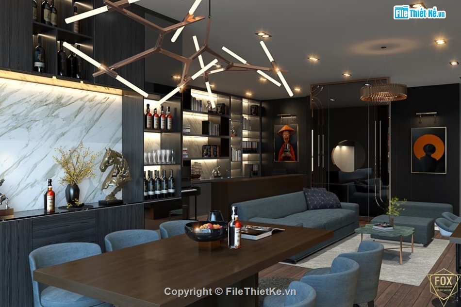 sketchup phòng khách,Nội thất phòng khách bếp sketchup,mode su nội thất phòng khách,mẫu nội thất phòng khách