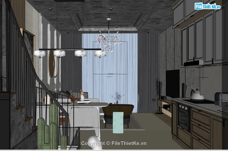 nội thất phòng khách hiện đại,model su phòng khách,phòng khách file sketchup