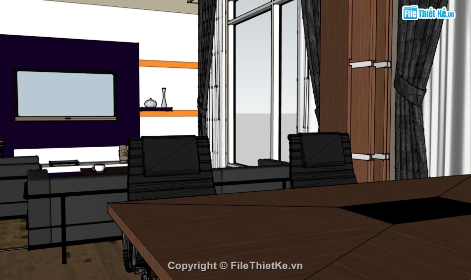 sketchup phòng khách,File sketchup Nội thất phòng khác,nội thất phòng khách sketchup,model 3d su nội thất phòng khách