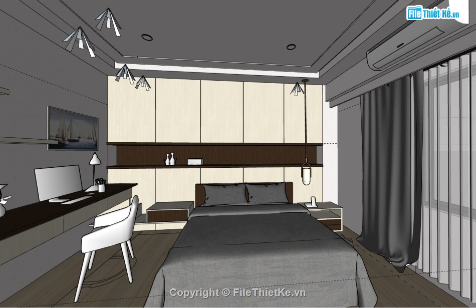 file sketchup phòng ngủ,Nội thất phòng ngủ sketchup,phòng ngủ sketchup,Nội thất file sketchup,Phòng ngủ model su