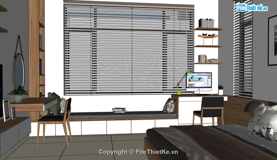 Nội thất phòng ngủ sketchup,file sketchup phòng ngủ,3d sketchup phòng ngủ,3d phòng ngủ