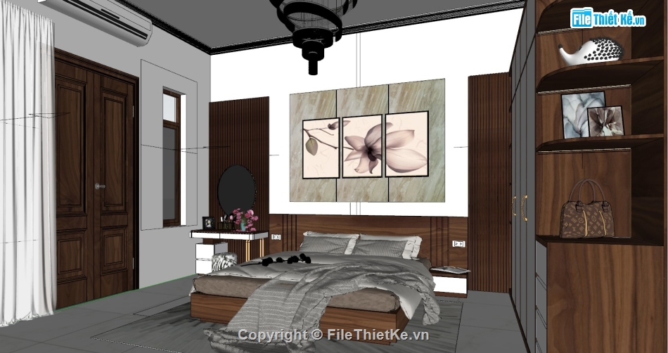 file sketchup nội thất phòng ngủ hiện đại,SU dựng nội thất phòng ngủ mới,Mẫu nội thất phòng ngủ file su