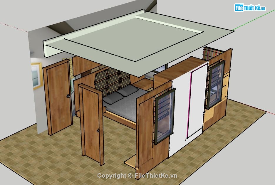 model phòng ngủ hiện đại,Nội thất phòng ngủ sketchup,phòng ngủ sketchup,phòng ngủ model sketchup,file su phòng ngủ