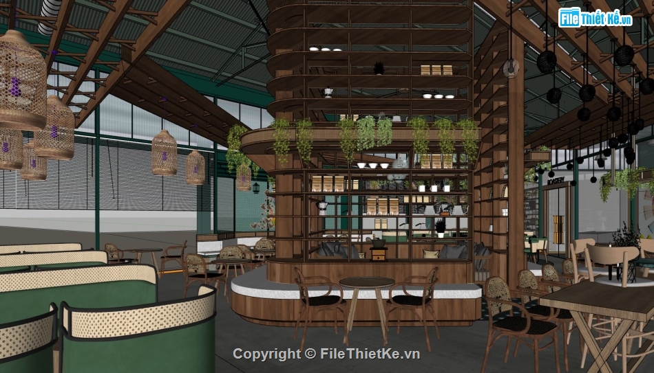 model su nội thất quán cà phê,Mẫu su quán cà phê,Nội thất quán cà phê model 3d su,sketchup nội thất quán cà phê