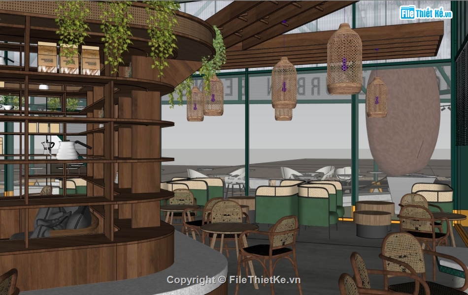 model su nội thất quán cà phê,Mẫu su quán cà phê,Nội thất quán cà phê model 3d su,sketchup nội thất quán cà phê