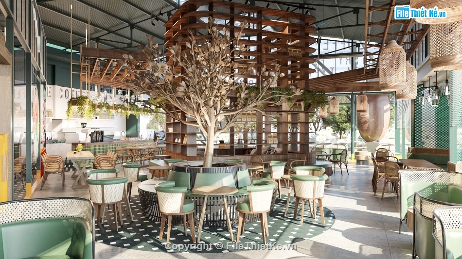 model su nội thất quán cà phê,Mẫu su quán cà phê,Nội thất quán cà phê model 3d su,sketchup nội thất quán cà phê