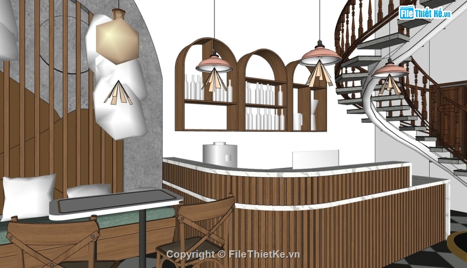 sketchup nội thất quán,Nội thất file sketchup,sketchup nội thất quán ăn pizza
