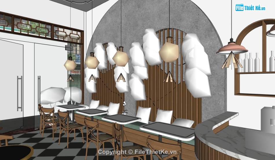 sketchup nội thất quán,Nội thất file sketchup,sketchup nội thất quán ăn pizza
