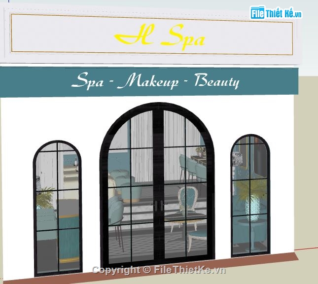 thiết kế nội thất spa,sketchup spa,file sketchup spa,model sketchup spa