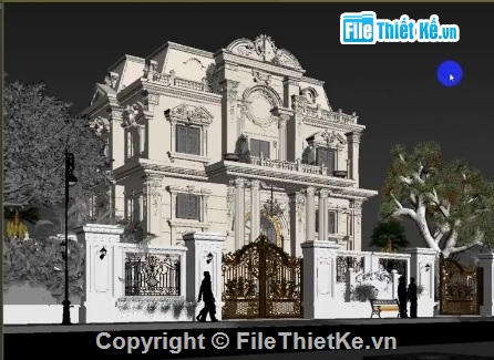 3dsmax biệt thự,3DMax Biệt thựTân cổ điển,File 3dmax biệt thự tân cổ diển,3dMax Biệt thự lâu đài 4 tầng