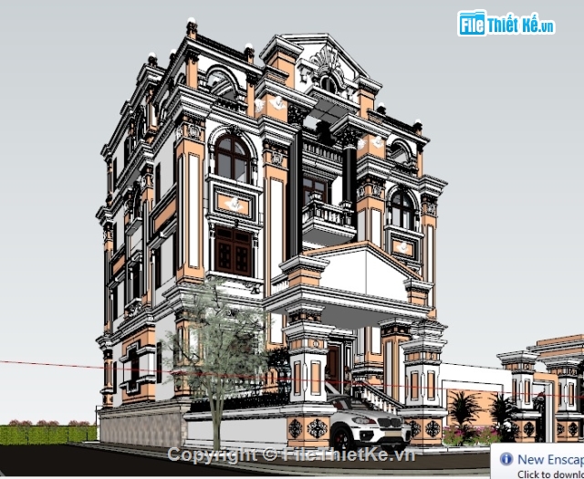 File 3d sketchup lâu đài 4 tầng,file Sketchup Biệt thự,File sketchup lâu đài 4 tầng,File sketchup lâu đài cổ điển,Sketchup