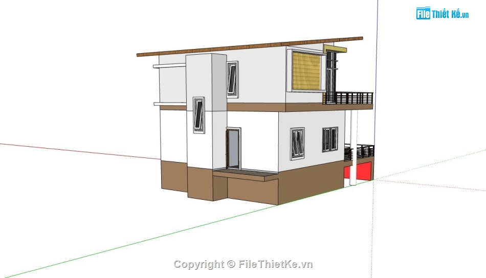 biệt thự 2 tầng,thiết kế biệt 2 tầng,mẫu sketchup biệt thự 2 tầng,phối cảnh biệt thự 2 tầng