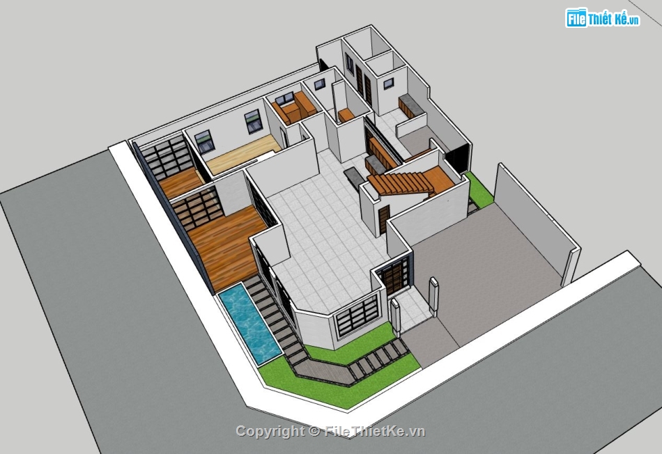 biệt thự 2 tầng,Phối cảnh biệt thự,phối cảnh biệt thự 2 tầng,mẫu 3d biệt thự 2 tầng