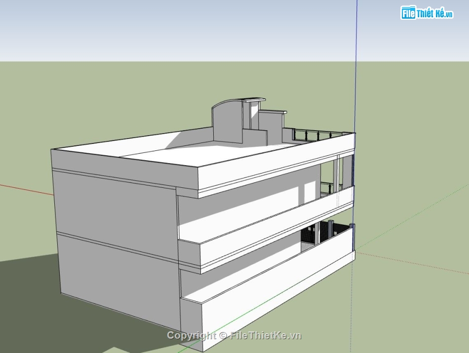 Phối cảnh biệt thự,bản vẽ biệt thự 2 tầng,mẫu sketchup biệt thự 2 tầng,thiết kế biệt thự 2 tầng