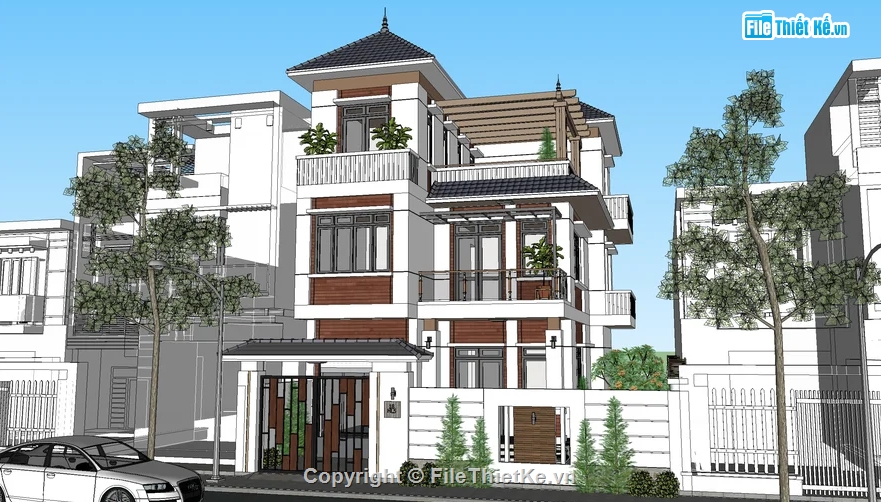 biệt thự 3 tầng,Phối cảnh biệt thự,biệt thự