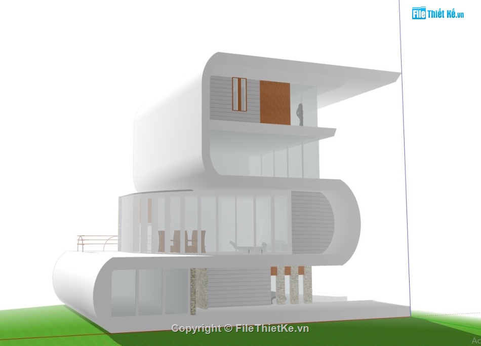 Phối cảnh biệt thự,biệt thự 4 tầng,file sketchup biệt thự 4 tầng,mẫu sketchup biệt thự 4 tầng