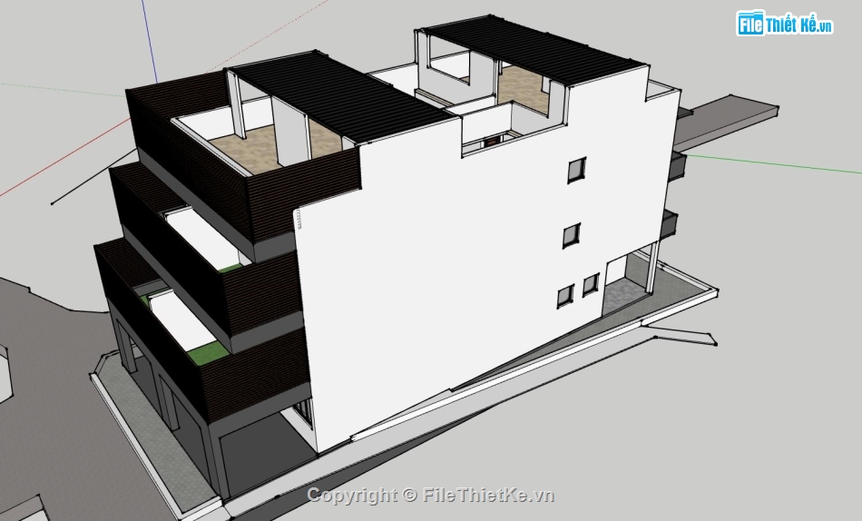 căn hộ cho thuê 3 tầng,căn hộ cho thuê sketchup,phối cảnh căn hộ 3 tầng