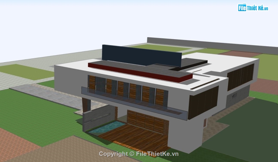 villa 2 tầng,model su villa 2 tầng,sketchup villa 2 tầng,bao cảnh villa 2 tầng sketchup