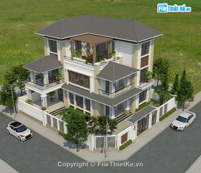 File sketchup biệt thự 3 tầng,Biệt thự 3 tầng file sketchup,File sketchup biệt thự 3 tầng hiện đại,file sketchup biệt thự 3 tầng