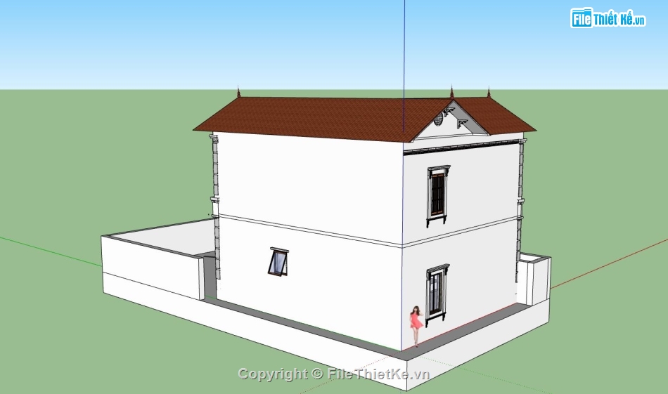 model su biệt thự 2 tầng,phối cảnh biệt thự 2 tầng,thiết kế biệt thự 2 tầng đẹp,mẫu sketchup biệt thự 2 tầng