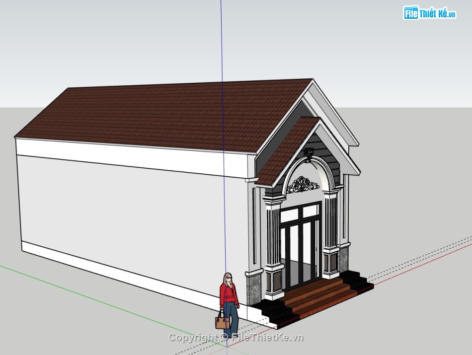 nhà cấp 4,kiến trúc nhà cấp 4,phối cảnh nhà cấp 4,sketchup bản vẽ nhà cấp 4