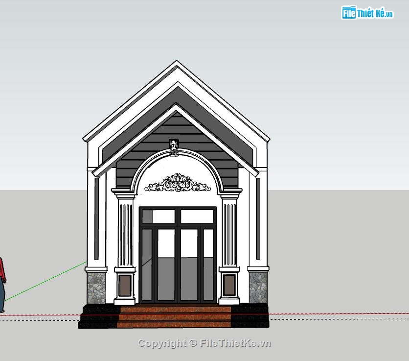 nhà cấp 4,kiến trúc nhà cấp 4,phối cảnh nhà cấp 4,sketchup bản vẽ nhà cấp 4