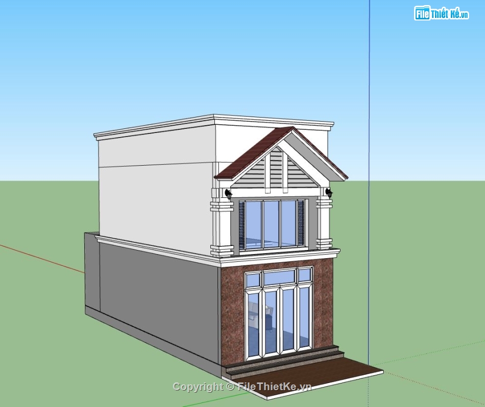 nhà phố 2 tầng,mẫu nhà phố hiện đại,file nhà phố sketchup,mẫu nhà phố 2 tầng đẹp