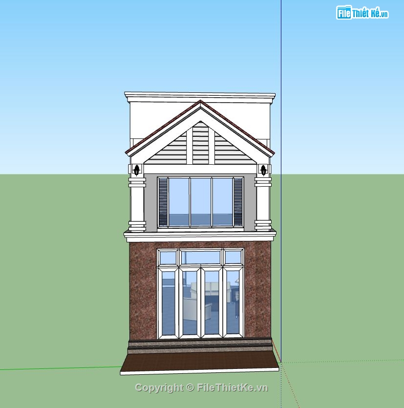 nhà phố 2 tầng,mẫu nhà phố hiện đại,file nhà phố sketchup,mẫu nhà phố 2 tầng đẹp