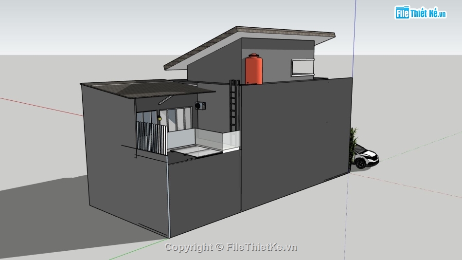 nhà phố  2 tầng,file skethchup nhà phố 2 tầng,phối cảnh nhà phố 2 tầng,sketchup nhà phố 2 tầng