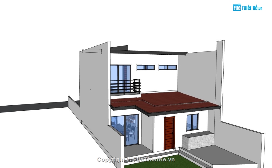 nhà phố 2 tầng,phối cảnh nhà phố 2 tầng,sketchup nhà phố 2 tầng,mẫu nhà 2 tầng đẹp