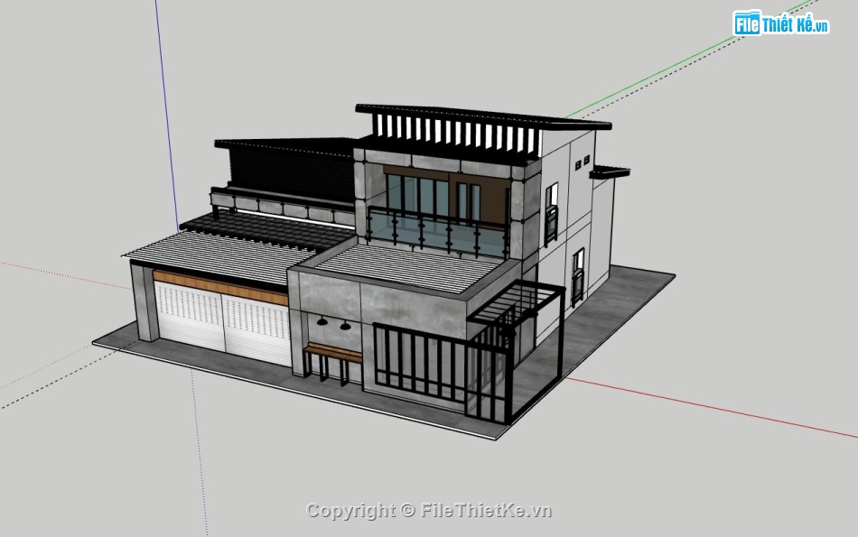 nhà 2 tầng đơn giản,nhà phố  2 tầng,file sketchup nhà phố