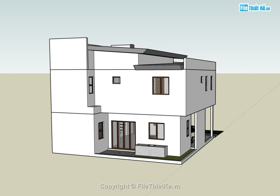 nhà phố  2 tầng,file su nhà phố 2 tầng,phối cảnh nhà phố,sketchup nhà phố 2 tầng