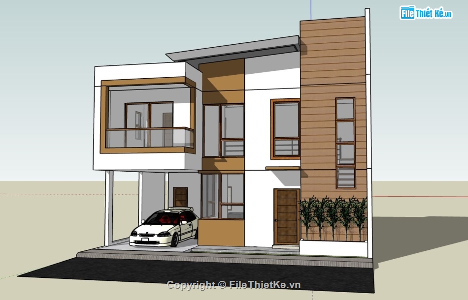 nhà phố  2 tầng,file su nhà phố 2 tầng,phối cảnh nhà phố,sketchup nhà phố 2 tầng