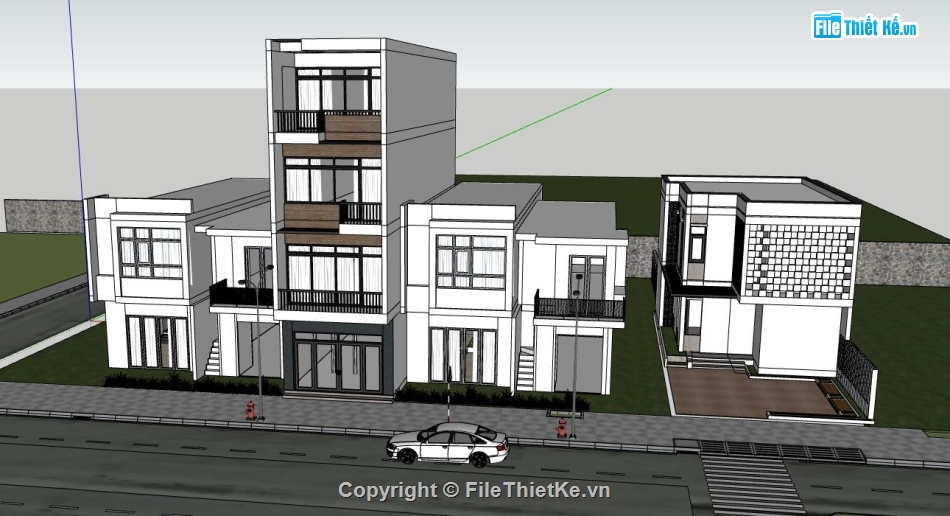 nhà phố 4 tầng,sketchup nhà phố 4 tầng,phối cảnh nhà phố 4 tầng,mẫu su nhà phố 4 tầng