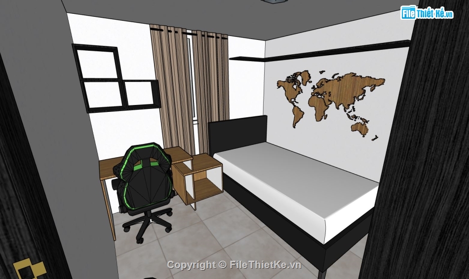 nội thất phòng ngủ,Phối cảnh phòng ngủ,phối cảnh nội thất phòng ngủ,model sketchup phòng ngủ