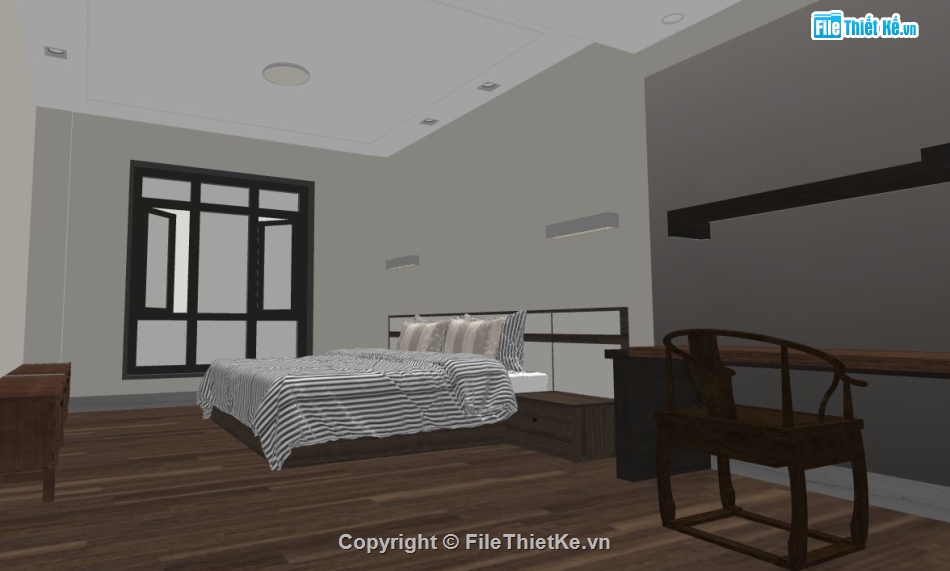 model phối cảnh phòng ngủ su,su phòng ngủ,sketchup phòng ngủ