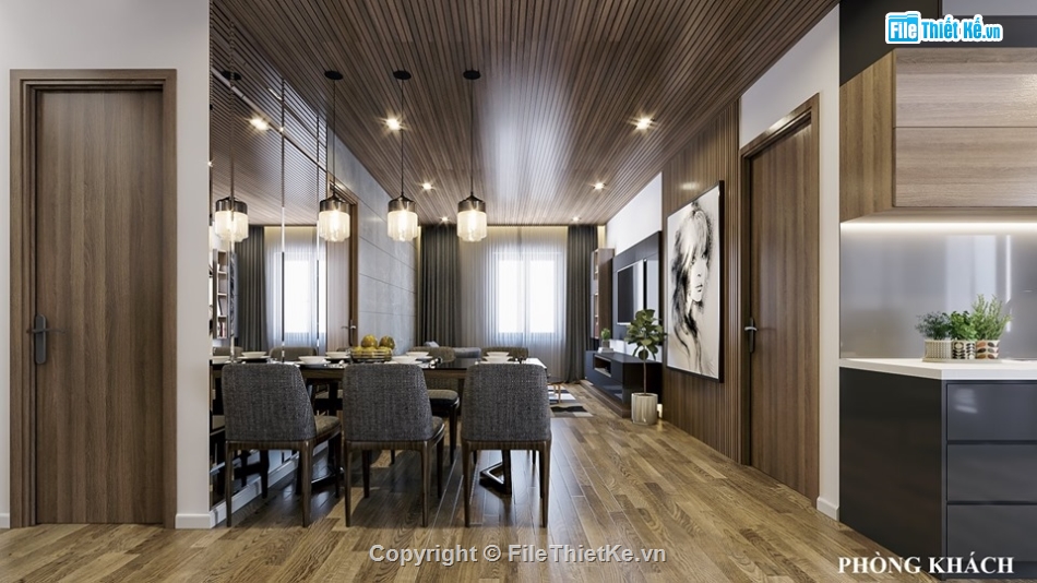 nội thất chung cư,sketchup thiết kế nội thất,nội thất khách bếp sketchup,phối cảnh chung cư,sketchup nội thất phòng ngủ