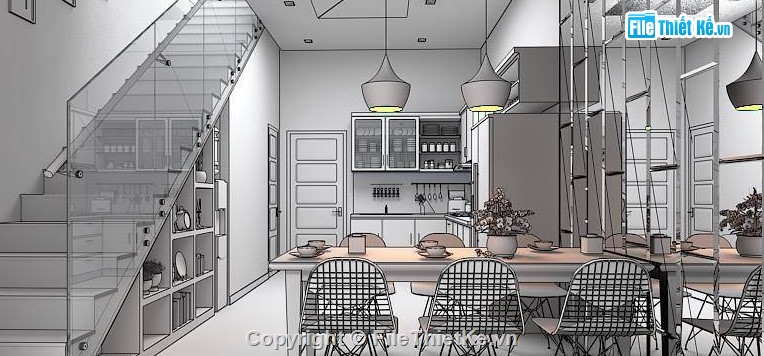 phòng bếp sketchup,file 3d sketchup phòng bếp,file sketchup phòng bếp