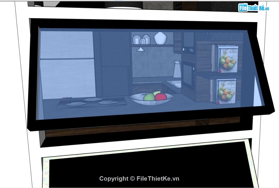 model su bếp,model su khách bếp hiện đại,sketchup biệt thự